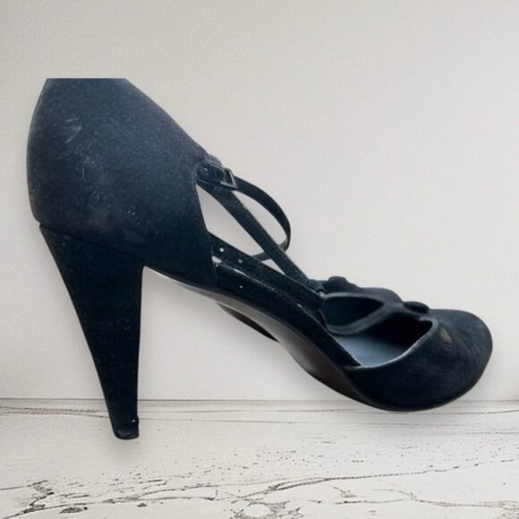 Vintage stuart weitzman Black Tie Satin Heels Shoes Size 8.5/ 39 - Picture 4 of 10